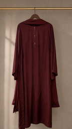 3 Pc Solid Raw Silk Suit - Maroon