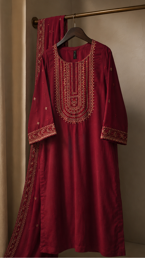 3 Pc Embroidered Lawn Dress