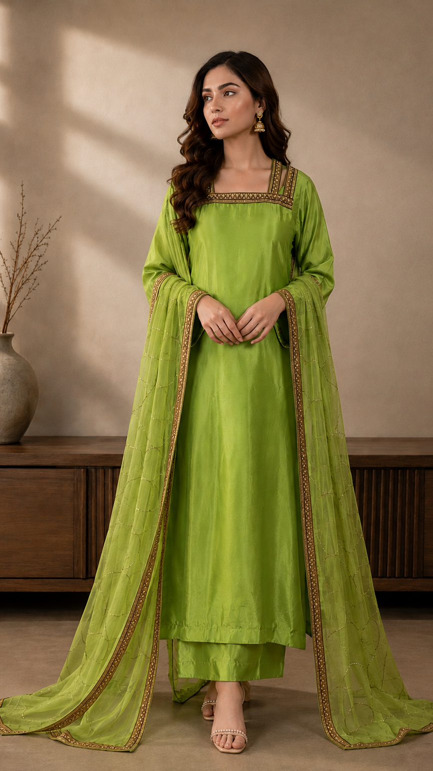 3 Pc Tassel Silk Suit