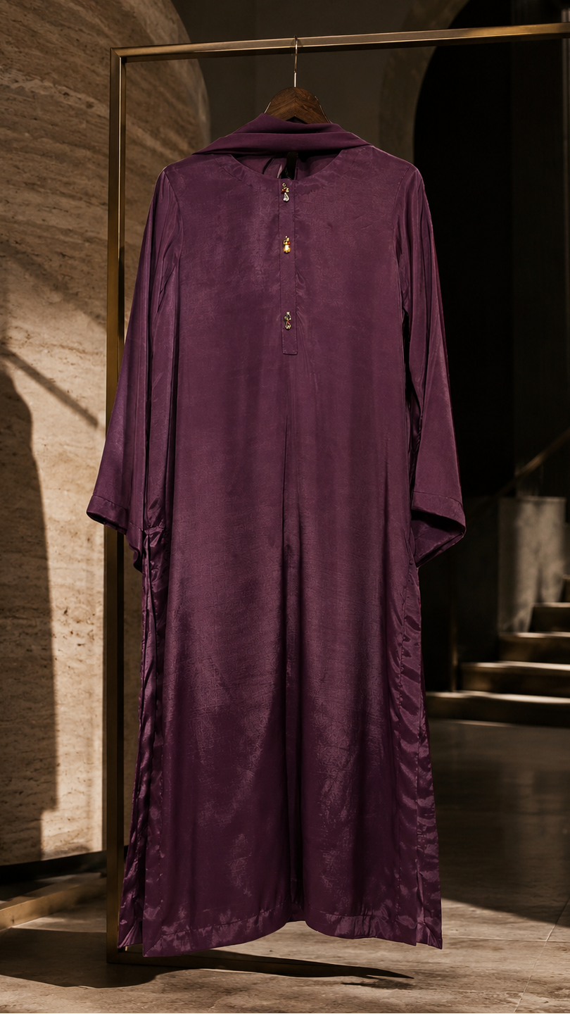3 Pc Solid Raw Silk Suit - Purple