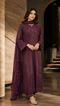 3 Pc Solid Raw Silk Suit - Purple