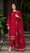 4 Pc Embroidered Organza Suit