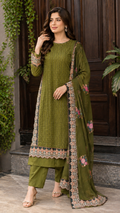 4 Pc Embroidered Organza Suit