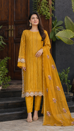 4 Pc Embroidered Organza Suit