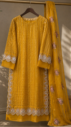 4 Pc Embroidered Organza Suit