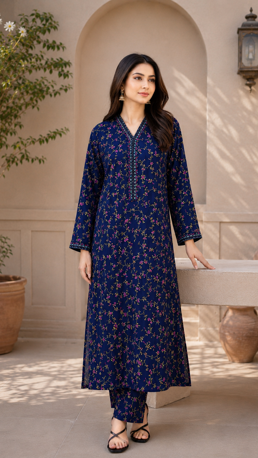 2 Pc Premium Linen All-Over Dress