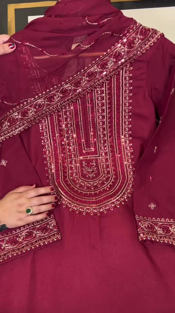 3 Pc Embroidered Lawn Dress