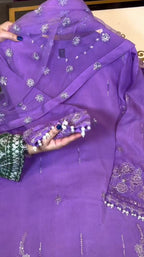 3 Pc Luxury Embroidered Raw Silk Dress