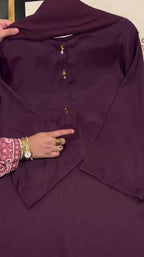 3 Pc Solid Raw Silk Suit - Purple