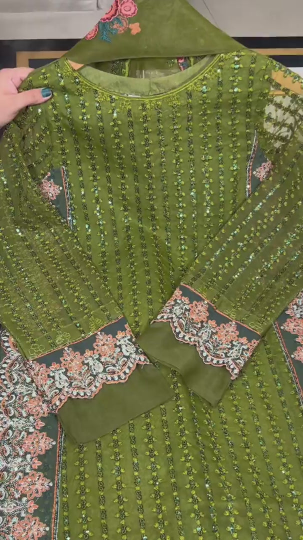 4 Pc Embroidered Organza Suit