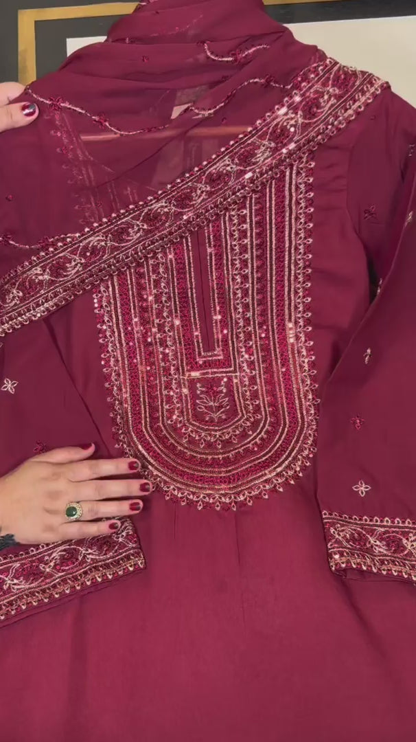 3 Pc Luxury Raw Silk Dress