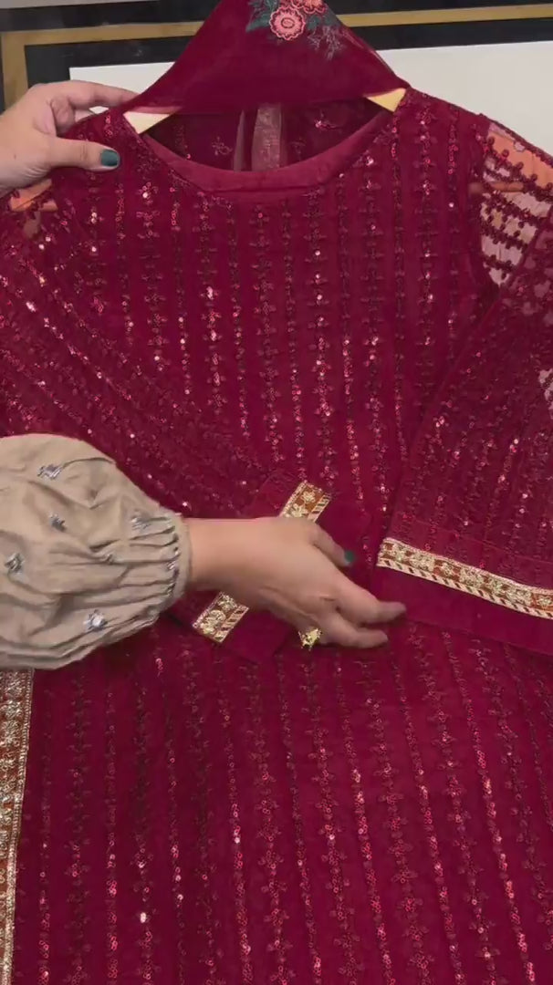 4 Pc Embroidered Organza Suit